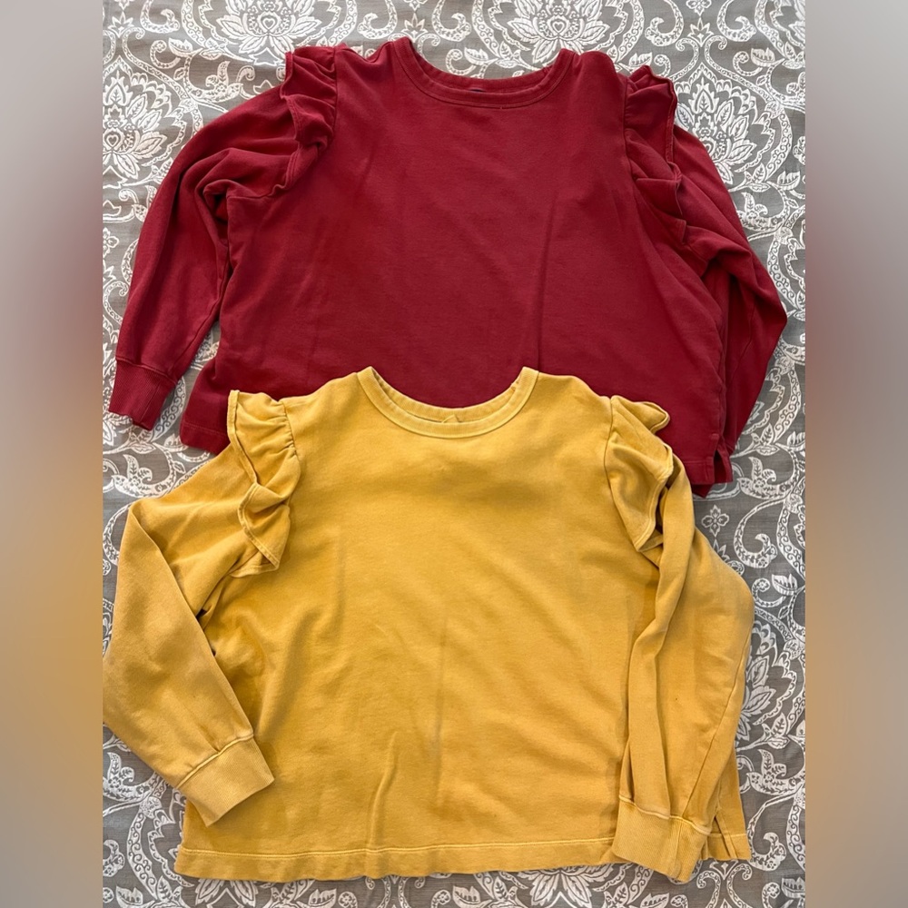 2 Old Navy Ruffle Trim French Terry Cropped Sweatshirts Size XL